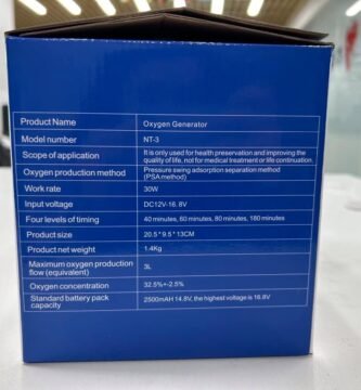 Embalaje caja maquina de oxigeno con bateria recargable varon vl-1